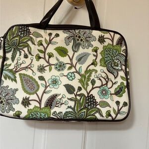 Botanical Print Laptop Case with Green and Gray Floral Design